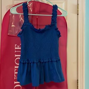 Blue ruffle tank top